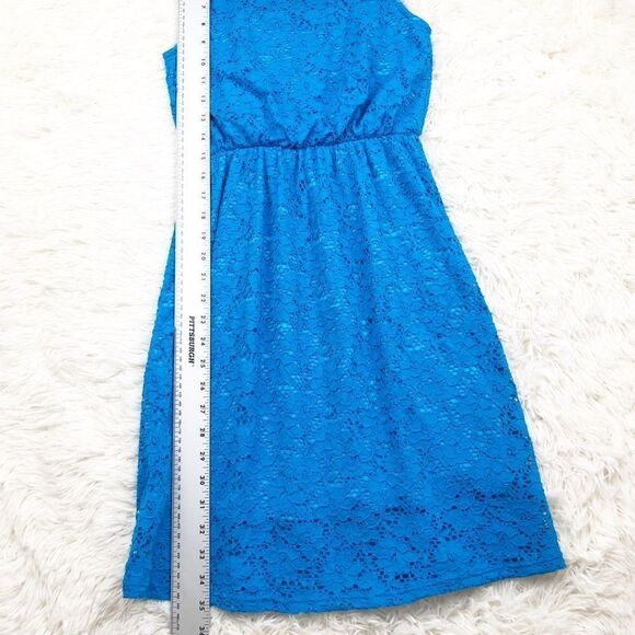 Everly Bright Blue Lace Sleeveless Fit And Flare Dress Size Small - Picture 3 of 6